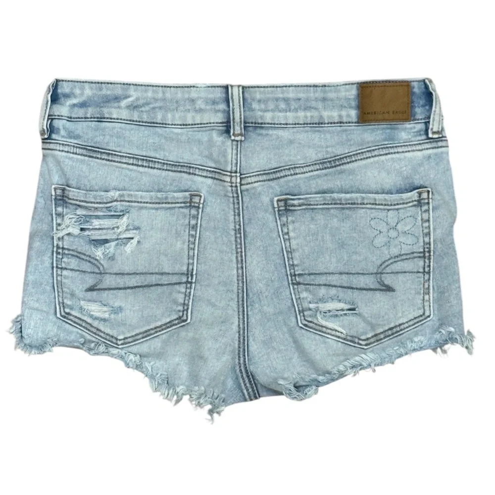 American Eagle Next Level Stretch Blue Raw Hem Cutoff Distressed Daisy Shorts 6